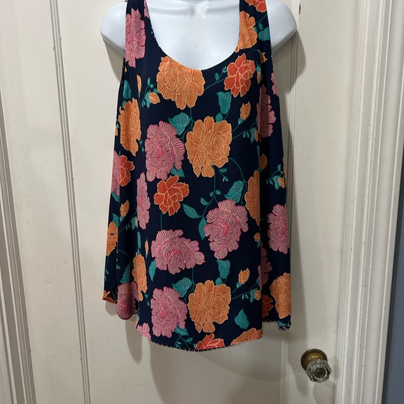 Chicos size 3 4 XL XXL reversible Floral and stripe Sleeveless Top - Picture 1 of 4